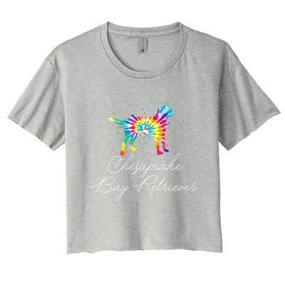 Chesapeake Bay Retriever Tie Dye Rainbow Dog Mom Lover Great Gift Women's Crop Top Tee