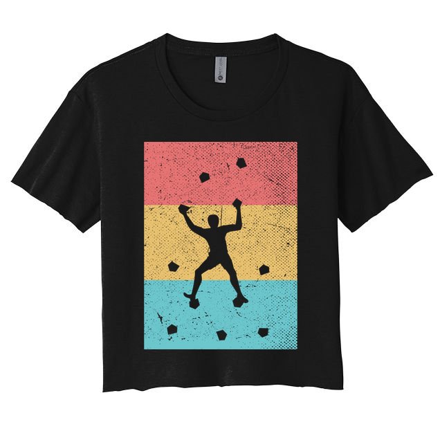 Climb Boulder Retro Wall Climber Sports Hobby Climbing Gift Women's Crop Top Tee