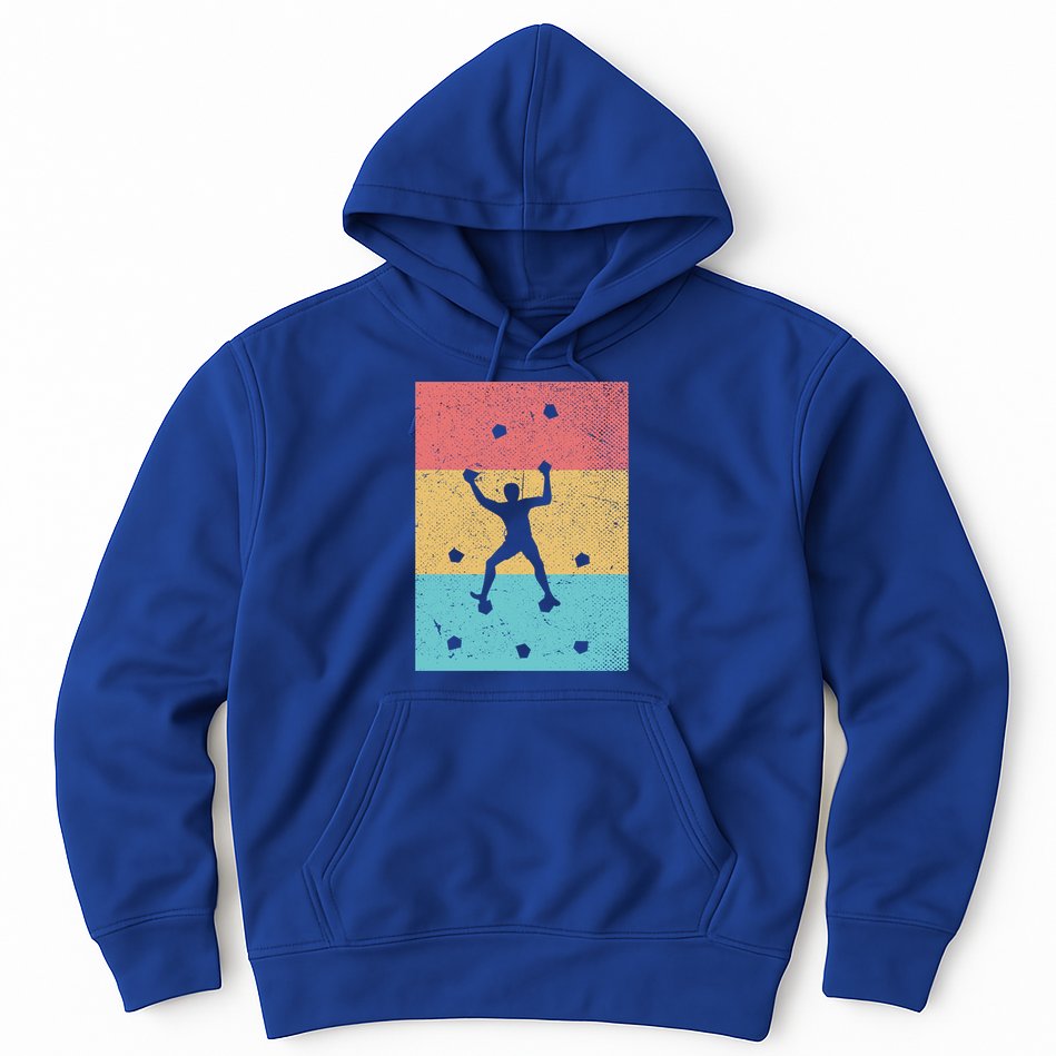 Climb Boulder Retro Wall Climber Sports Hobby Climbing Gift Hoodie