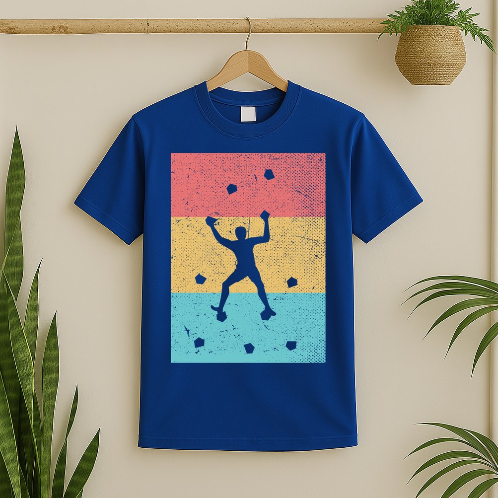 Climb Boulder Retro Wall Climber Sports Hobby Climbing Gift T-Shirt