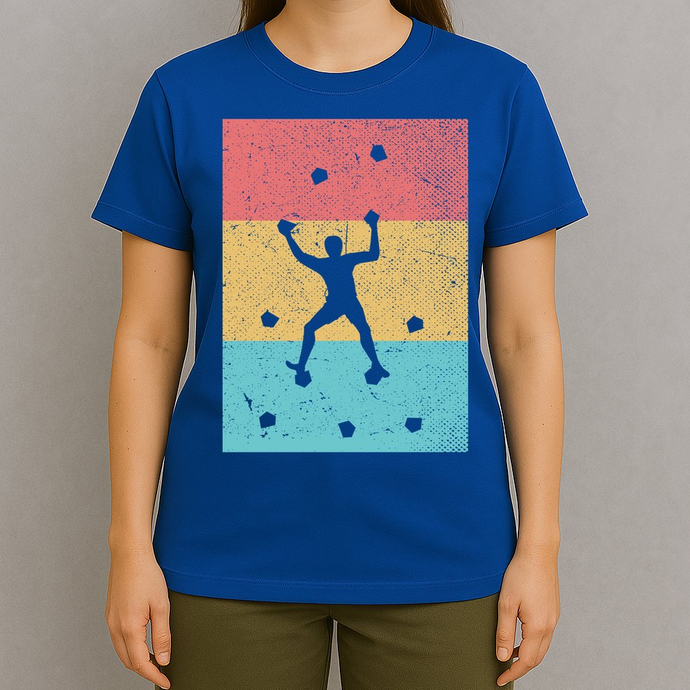 Climb Boulder Retro Wall Climber Sports Hobby Climbing Gift T-Shirt
