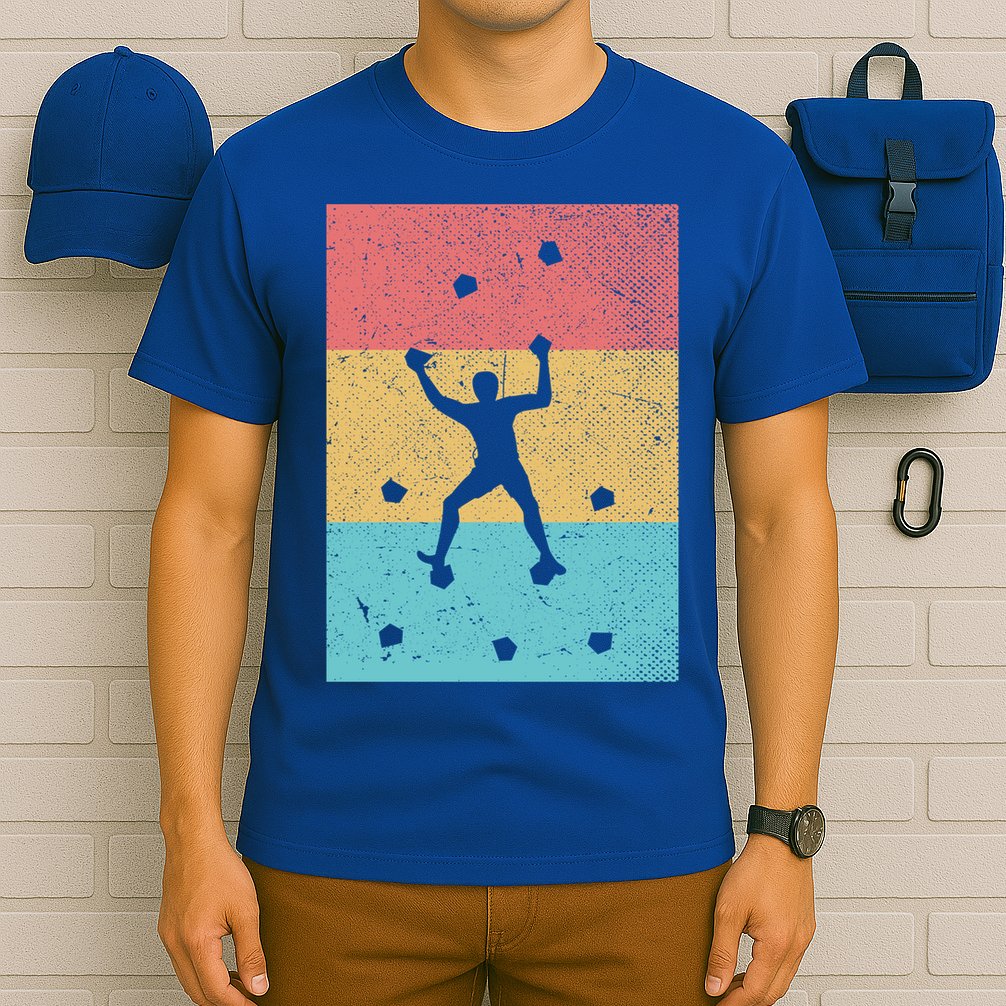 Climb Boulder Retro Wall Climber Sports Hobby Climbing Gift T-Shirt