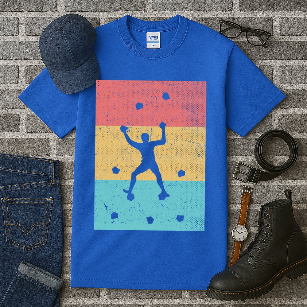 Climb Boulder Retro Wall Climber Sports Hobby Climbing Gift Tall T-Shirt