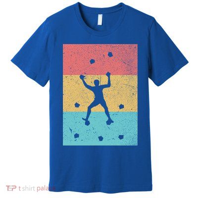 Climb Boulder Retro Wall Climber Sports Hobby Climbing Gift Premium T-Shirt