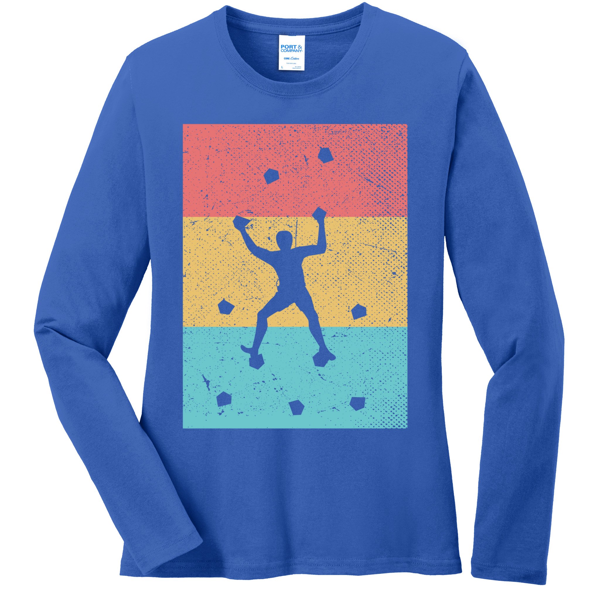 Climb Boulder Retro Wall Climber Sports Hobby Climbing Gift Ladies Long Sleeve Shirt