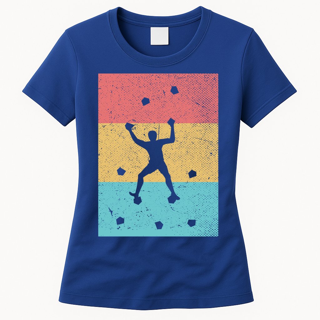 Climb Boulder Retro Wall Climber Sports Hobby Climbing Gift Womens T-Shirt