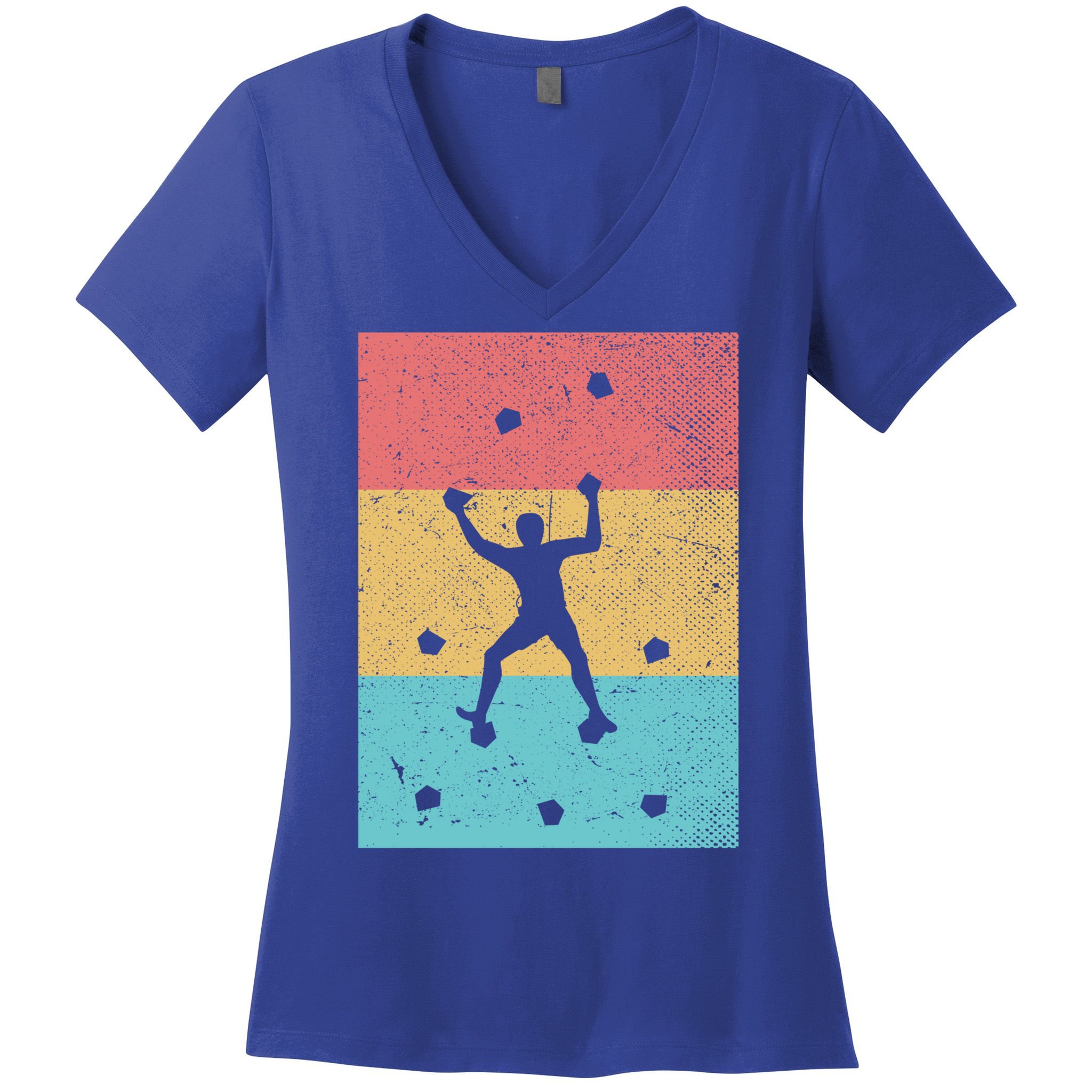 Climb Boulder Retro Wall Climber Sports Hobby Climbing Gift Women's V-Neck T-Shirt
