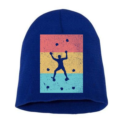 Climb Boulder Retro Wall Climber Sports Hobby Climbing Gift Short Acrylic Beanie