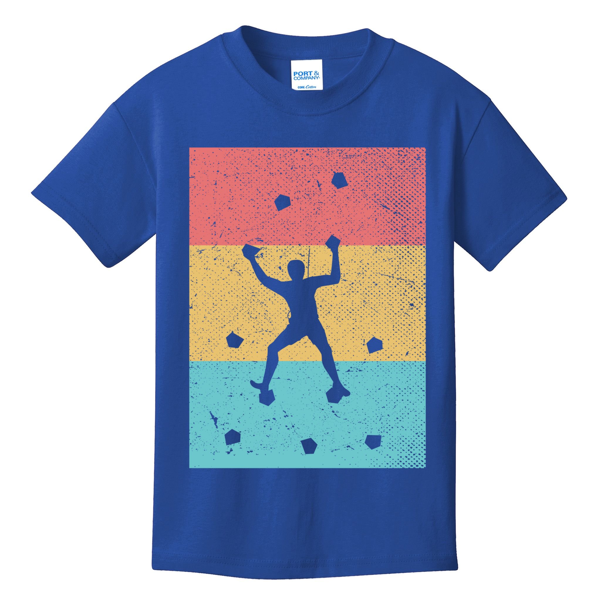 Climb Boulder Retro Wall Climber Sports Hobby Climbing Gift Kids T-Shirt