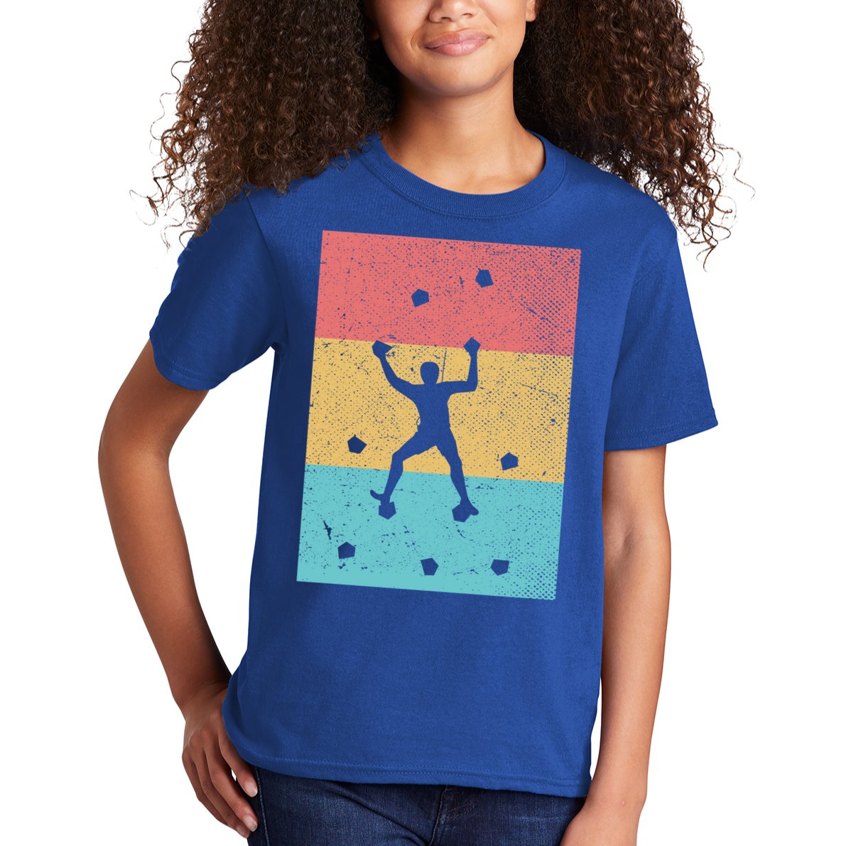 Climb Boulder Retro Wall Climber Sports Hobby Climbing Gift Kids T-Shirt