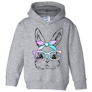 Cute Bunny Rabbit Face Tie Dye Glasses Girl Happy Easter Day Toddler Hoodie