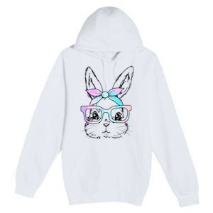 Cute Bunny Rabbit Face Tie Dye Glasses Girl Happy Easter Day Premium Pullover Hoodie