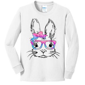 Cute Bunny Rabbit Face Tie Dye Glasses Girl Happy Easter Day Kids Long Sleeve Shirt