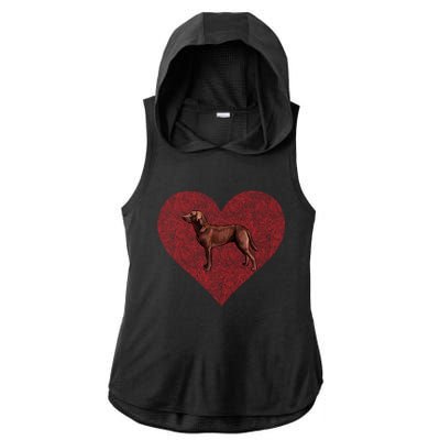 Chesapeake Bay Retriever Valentines Day Dog Love Fingerprint Gift Ladies PosiCharge Tri-Blend Wicking Draft Hoodie Tank