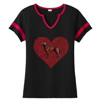 Chesapeake Bay Retriever Valentines Day Dog Love Fingerprint Gift Ladies Halftime Notch Neck Tee