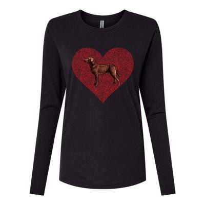 Chesapeake Bay Retriever Valentines Day Dog Love Fingerprint Gift Womens Cotton Relaxed Long Sleeve T-Shirt