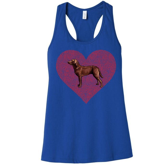 Chesapeake Bay Retriever Valentines Day Dog Love Fingerprint Gift Women's Racerback Tank