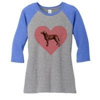 Chesapeake Bay Retriever Valentines Day Dog Love Fingerprint Gift Women's Tri-Blend 3/4-Sleeve Raglan Shirt