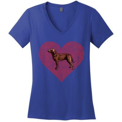 Chesapeake Bay Retriever Valentines Day Dog Love Fingerprint Gift Women's V-Neck T-Shirt