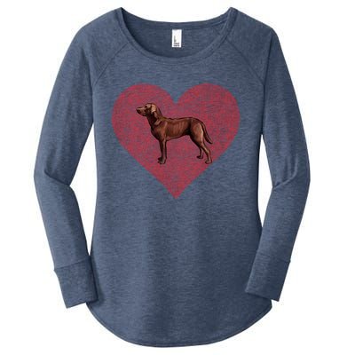 Chesapeake Bay Retriever Valentines Day Dog Love Fingerprint Gift Women's Perfect Tri Tunic Long Sleeve Shirt