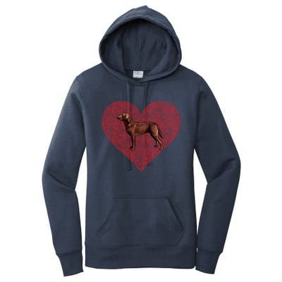 Chesapeake Bay Retriever Valentines Day Dog Love Fingerprint Gift Women's Pullover Hoodie