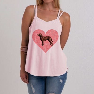 Chesapeake Bay Retriever Valentines Day Dog Love Fingerprint Gift Women's Strappy Tank