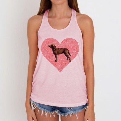 Chesapeake Bay Retriever Valentines Day Dog Love Fingerprint Gift Women's Knotted Racerback Tank