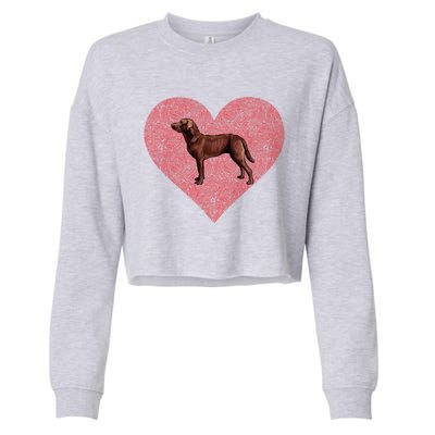 Chesapeake Bay Retriever Valentines Day Dog Love Fingerprint Gift Cropped Pullover Crew