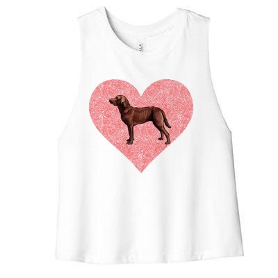 Chesapeake Bay Retriever Valentines Day Dog Love Fingerprint Gift Women's Racerback Cropped Tank