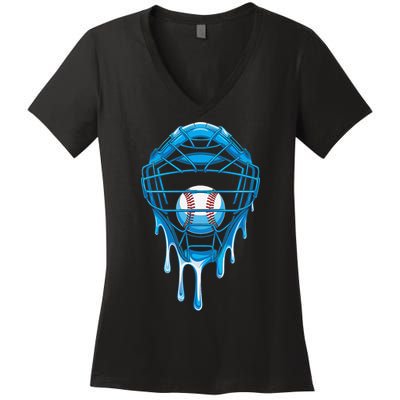 Cool Baseball Respect The Drip Melted Ice Cream Baseball Women's V-Neck T-Shirt