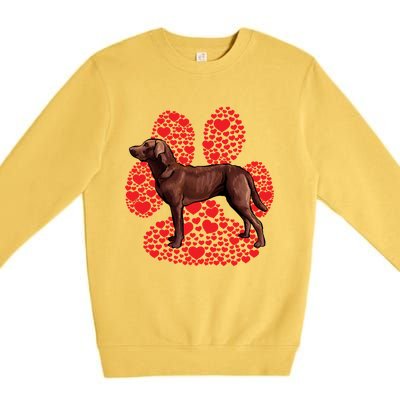 Chesapeake Bay Retriever Valentines Day Dog Love Paw Gift Premium Crewneck Sweatshirt