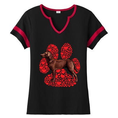 Chesapeake Bay Retriever Valentines Day Dog Love Paw Gift Ladies Halftime Notch Neck Tee