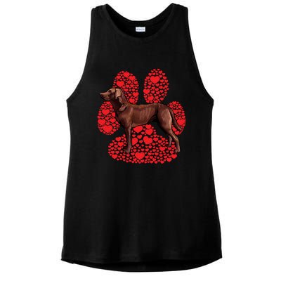 Chesapeake Bay Retriever Valentines Day Dog Love Paw Gift Ladies PosiCharge Tri-Blend Wicking Tank