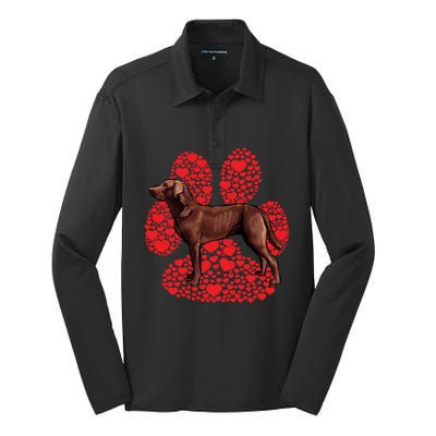 Chesapeake Bay Retriever Valentines Day Dog Love Paw Gift Silk Touch Performance Long Sleeve Polo