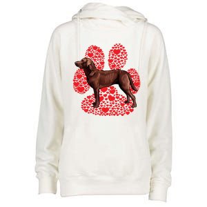 Chesapeake Bay Retriever Valentines Day Dog Love Paw Gift Womens Funnel Neck Pullover Hood