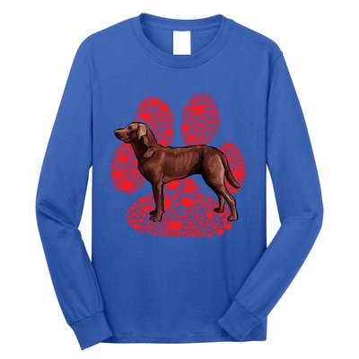 Chesapeake Bay Retriever Valentines Day Dog Love Paw Gift Long Sleeve Shirt