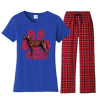 Chesapeake Bay Retriever Valentines Day Dog Love Paw Gift Women's Flannel Pajama Set