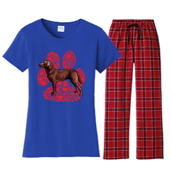 Chesapeake Bay Retriever Valentines Day Dog Love Paw Gift Women's Flannel Pajama Set