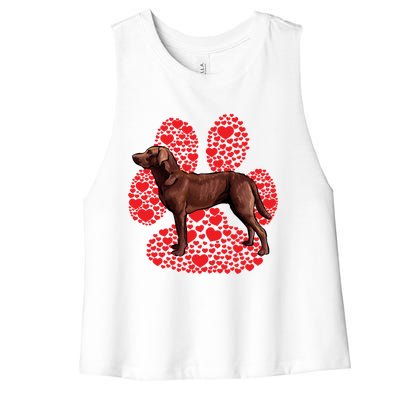 Chesapeake Bay Retriever Valentines Day Dog Love Paw Gift Women's Racerback Cropped Tank