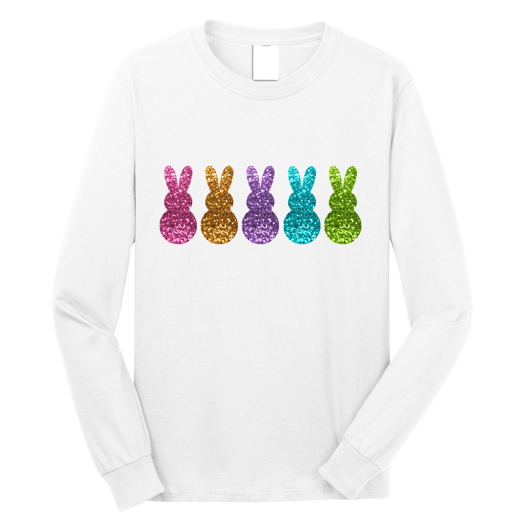 Cute Bunny Rabbits Easter Colorful Long Sleeve Shirt
