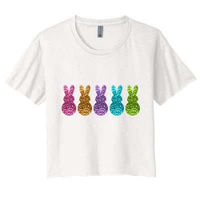 Cute Bunny Rabbits Easter Colorful Crop Top