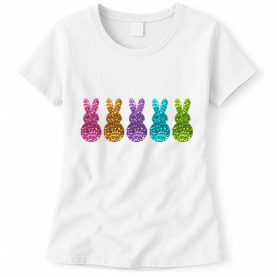 Cute Bunny Rabbits Easter Colorful Womens T-Shirt