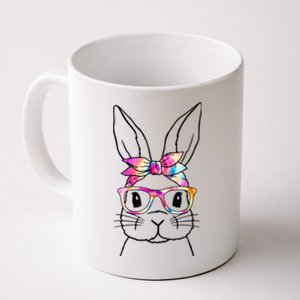 Cute Bunny Rabbit Face Tie Dye Glasses Girl Happy Easter Day Coffee Mug