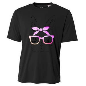 Cute Bunny Rabbit Face Tie Dye Glasses Girl Happy Easter Day Cooling Performance Crew T-Shirt