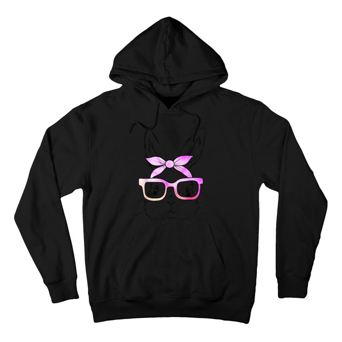 Cute Bunny Rabbit Face Tie Dye Glasses Girl Happy Easter Day Hoodie