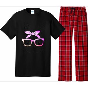 Cute Bunny Rabbit Face Tie Dye Glasses Girl Happy Easter Day Pajama Set