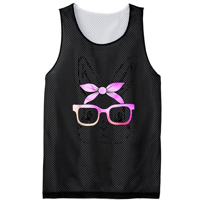 Cute Bunny Rabbit Face Tie Dye Glasses Girl Happy Easter Day Mesh Reversible Basketball Jersey Tank