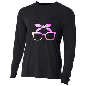 Cute Bunny Rabbit Face Tie Dye Glasses Girl Happy Easter Day Cooling Performance Long Sleeve Crew