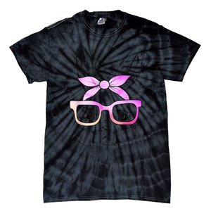 Cute Bunny Rabbit Face Tie Dye Glasses Girl Happy Easter Day Tie-Dye T-Shirt