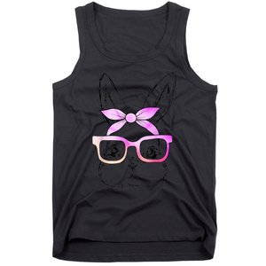 Cute Bunny Rabbit Face Tie Dye Glasses Girl Happy Easter Day Tank Top